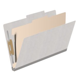 18 pt Heavy Duty Top Tab Color Folders, 2/5 Cut ROC Top Tab, Legal Size, 1 Divider, Grey (Box of 10) - Image 2