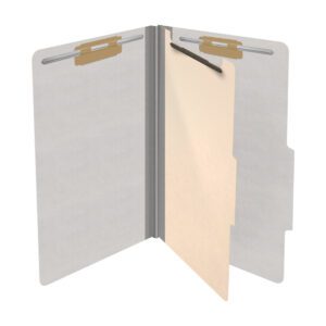 18 pt Heavy Duty Top Tab Color Folders, 2/5 Cut ROC Top Tab, Legal Size, 1 Divider, Grey (Box of 10) - Image 4