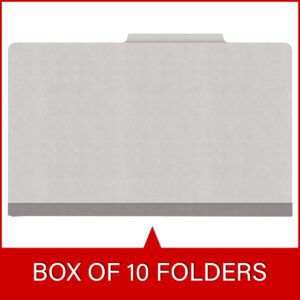 18 pt Heavy Duty Top Tab Color Folders, 2/5 Cut ROC Top Tab, Legal Size, 1 Divider, Grey (Box of 10) - Image 6