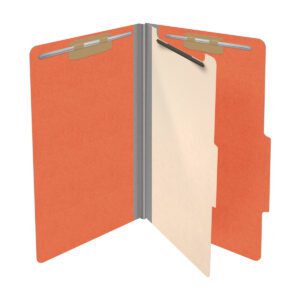 18 pt Heavy Duty Top Tab Color Folders, 2/5 Cut ROC Top Tab, Legal Size, 1 Divider, Orange (Box of 10) - Image 4