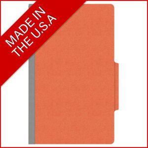 18 pt Heavy Duty Top Tab Color Folders, 2/5 Cut ROC Top Tab, Legal Size, 1 Divider, Orange (Box of 10) - Image 5