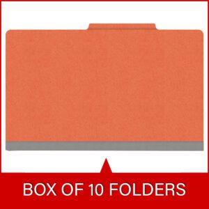 18 pt Heavy Duty Top Tab Color Folders, 2/5 Cut ROC Top Tab, Legal Size, 1 Divider, Orange (Box of 10) - Image 6
