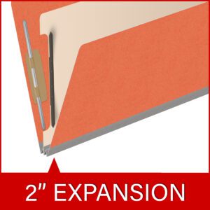 18 pt Heavy Duty Top Tab Color Folders, 2/5 Cut ROC Top Tab, Legal Size, 1 Divider, Orange (Box of 10) - Image 7