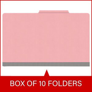 18 pt Heavy Duty Top Tab Color Folders, 2/5 Cut ROC Top Tab, Legal Size, 1 Divider, Pink (Box of 10) - Image 6