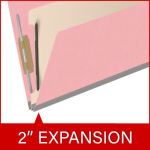 18 pt Heavy Duty Top Tab Color Folders, 2/5 Cut ROC Top Tab, Legal Size, 1 Divider, Pink (Box of 10) - Image 7