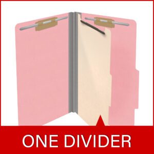 18 pt Heavy Duty Top Tab Color Folders, 2/5 Cut ROC Top Tab, Legal Size, 1 Divider, Pink (Box of 10) - Image 8