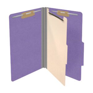 18 pt Heavy Duty Top Tab Color Folders, 2/5 Cut ROC Top Tab, Legal Size, 1 Divider, Purple (Box of 10) - Image 4