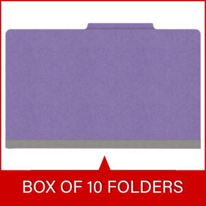 18 pt Heavy Duty Top Tab Color Folders, 2/5 Cut ROC Top Tab, Legal Size, 1 Divider, Purple (Box of 10) - Image 6