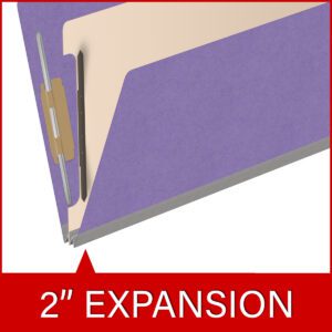 18 pt Heavy Duty Top Tab Color Folders, 2/5 Cut ROC Top Tab, Legal Size, 1 Divider, Purple (Box of 10) - Image 7