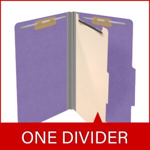18 pt Heavy Duty Top Tab Color Folders, 2/5 Cut ROC Top Tab, Legal Size, 1 Divider, Purple (Box of 10) - Image 8