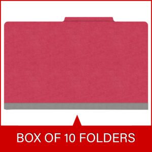 18 pt Heavy Duty Top Tab Color Folders, 2/5 Cut ROC Top Tab, Legal Size, 1 Divider, Red (Box of 10) - Image 6