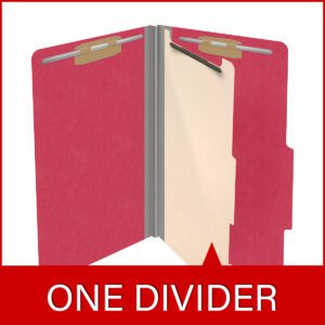 18 pt Heavy Duty Top Tab Color Folders, 2/5 Cut ROC Top Tab, Legal Size, 1 Divider, Red (Box of 10) - Image 8