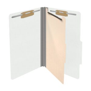 18 pt Heavy Duty Top Tab Color Folders, 2/5 Cut ROC Top Tab, Legal Size, 1 Divider, White (Box of 10) - Image 4