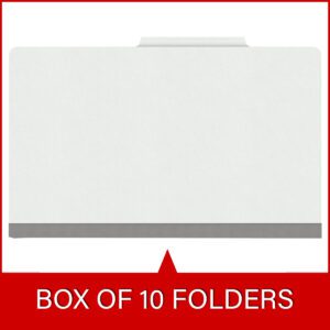 18 pt Heavy Duty Top Tab Color Folders, 2/5 Cut ROC Top Tab, Legal Size, 1 Divider, White (Box of 10) - Image 6