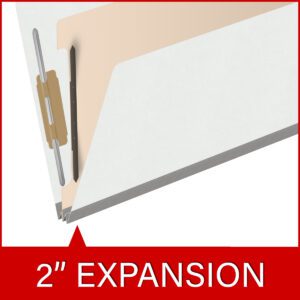 18 pt Heavy Duty Top Tab Color Folders, 2/5 Cut ROC Top Tab, Legal Size, 1 Divider, White (Box of 10) - Image 7