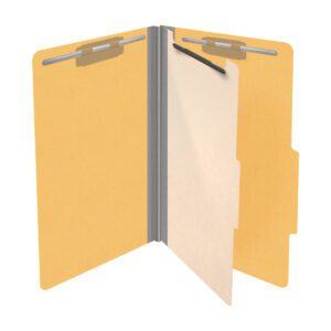 18 pt Heavy Duty Top Tab Color Folders, 2/5 Cut ROC Top Tab, Legal Size, 1 Divider, Yellow (Box of 10) - Image 4