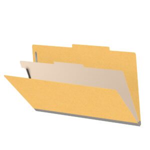 18 pt Heavy Duty Top Tab Color Folders, 2/5 Cut ROC Top Tab, Legal Size, 1 Divider, Yellow (Box of 10) - Image 1