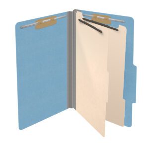 18 pt Heavy Duty Top Tab Color Folders, 2/5 Cut ROC Top Tab, Legal Size, 2 Dividers, Blue (Box of 10) - Image 4