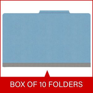 18 pt Heavy Duty Top Tab Color Folders, 2/5 Cut ROC Top Tab, Legal Size, 2 Dividers, Blue (Box of 10) - Image 6