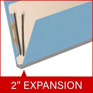 18 pt Heavy Duty Top Tab Color Folders, 2/5 Cut ROC Top Tab, Legal Size, 2 Dividers, Blue (Box of 10) - Image 7