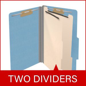 18 pt Heavy Duty Top Tab Color Folders, 2/5 Cut ROC Top Tab, Legal Size, 2 Dividers, Blue (Box of 10) - Image 8