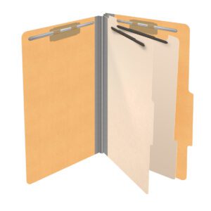18 pt Heavy Duty Top Tab Color Folders, 2/5 Cut ROC Top Tab, Legal Size, 2 Dividers, Gold (Box of 10) - Image 4
