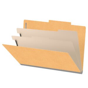 18 pt Heavy Duty Top Tab Color Folders, 2/5 Cut ROC Top Tab, Legal Size, 2 Dividers, Gold (Box of 10) - Image 1