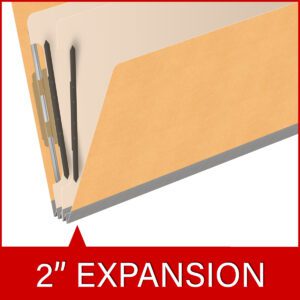 18 pt Heavy Duty Top Tab Color Folders, 2/5 Cut ROC Top Tab, Legal Size, 2 Dividers, Gold (Box of 10) - Image 7