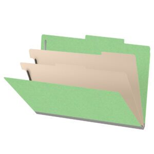 18 pt Heavy Duty Top Tab Color Folders, 2/5 Cut ROC Top Tab, Legal Size, 2 Dividers, Green (Box of 10) - Image 1