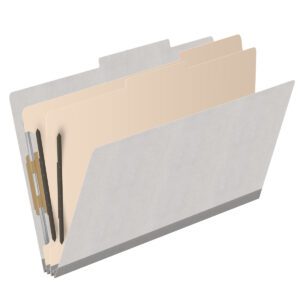 18 pt Heavy Duty Top Tab Color Folders, 2/5 Cut ROC Top Tab, Legal Size, 2 Dividers, Grey (Box of 10) - Image 2