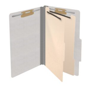 18 pt Heavy Duty Top Tab Color Folders, 2/5 Cut ROC Top Tab, Legal Size, 2 Dividers, Grey (Box of 10) - Image 4