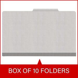 18 pt Heavy Duty Top Tab Color Folders, 2/5 Cut ROC Top Tab, Legal Size, 2 Dividers, Grey (Box of 10) - Image 6
