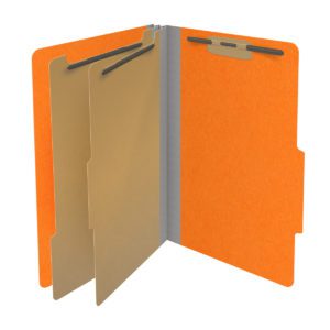 18 pt Heavy Duty Top Tab Color Folders, 2/5 Cut ROC Top Tab, Legal Size, 2 Dividers, Orange (Box of 10) - Image 4