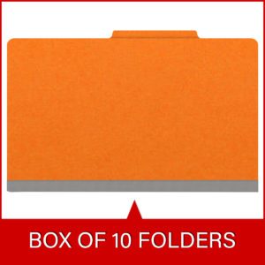 18 pt Heavy Duty Top Tab Color Folders, 2/5 Cut ROC Top Tab, Legal Size, 2 Dividers, Orange (Box of 10) - Image 6