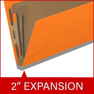 18 pt Heavy Duty Top Tab Color Folders, 2/5 Cut ROC Top Tab, Legal Size, 2 Dividers, Orange (Box of 10) - Image 7