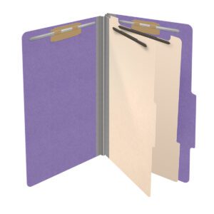 18 pt Heavy Duty Top Tab Color Folders, 2/5 Cut ROC Top Tab, Legal Size, 2 Dividers, Purple (Box of 10) - Image 4