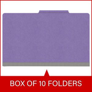 18 pt Heavy Duty Top Tab Color Folders, 2/5 Cut ROC Top Tab, Legal Size, 2 Dividers, Purple (Box of 10) - Image 6
