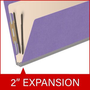 18 pt Heavy Duty Top Tab Color Folders, 2/5 Cut ROC Top Tab, Legal Size, 2 Dividers, Purple (Box of 10) - Image 7