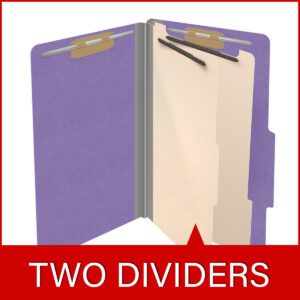 18 pt Heavy Duty Top Tab Color Folders, 2/5 Cut ROC Top Tab, Legal Size, 2 Dividers, Purple (Box of 10) - Image 8
