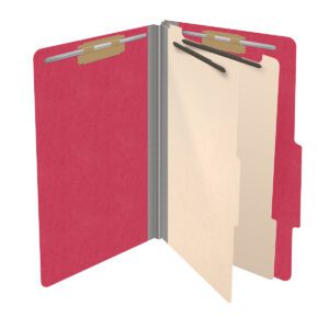 18 pt Heavy Duty Top Tab Color Folders, 2/5 Cut ROC Top Tab, Legal Size, 2 Dividers, Red (Box of 10) - Image 4