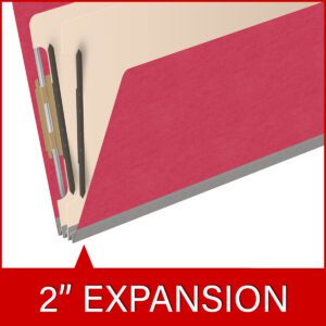 18 pt Heavy Duty Top Tab Color Folders, 2/5 Cut ROC Top Tab, Legal Size, 2 Dividers, Red (Box of 10) - Image 7