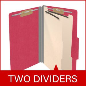 18 pt Heavy Duty Top Tab Color Folders, 2/5 Cut ROC Top Tab, Legal Size, 2 Dividers, Red (Box of 10) - Image 8