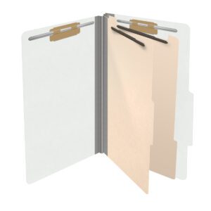18 pt Heavy Duty Top Tab Color Folders, 2/5 Cut ROC Top Tab, Legal Size, 2 Dividers, White (Box of 10) - Image 4