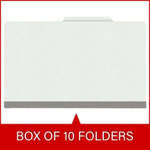 18 pt Heavy Duty Top Tab Color Folders, 2/5 Cut ROC Top Tab, Legal Size, 2 Dividers, White (Box of 10) - Image 6
