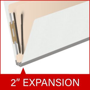 18 pt Heavy Duty Top Tab Color Folders, 2/5 Cut ROC Top Tab, Legal Size, 2 Dividers, White (Box of 10) - Image 7