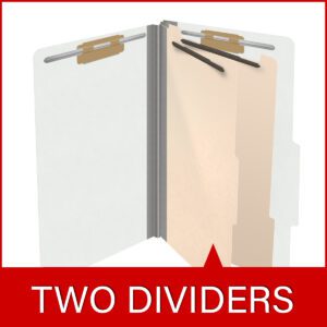 18 pt Heavy Duty Top Tab Color Folders, 2/5 Cut ROC Top Tab, Legal Size, 2 Dividers, White (Box of 10) - Image 8