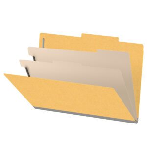 18 pt Heavy Duty Top Tab Color Folders, 2/5 Cut ROC Top Tab, Legal Size, 2 Dividers, Yellow (Box of 10) - Image 1