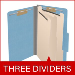 18 pt Heavy Duty Top Tab Color Folders, 2/5 Cut ROC Top Tab, Legal Size, 3 Dividers, Blue (Box of 10) - Image 8