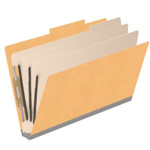 18 pt Heavy Duty Top Tab Color Folders, 2/5 Cut ROC Top Tab, Legal Size, 3 Dividers, Gold (Box of 10) - Image 2