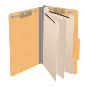 18 pt Heavy Duty Top Tab Color Folders, 2/5 Cut ROC Top Tab, Legal Size, 3 Dividers, Gold (Box of 10) - Image 4